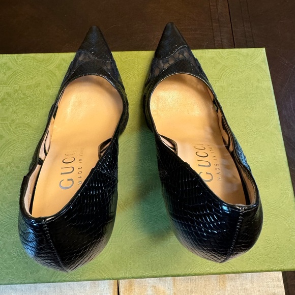 New Gucci Calf Leather Python Print GG Logo High Heels Shoes Size 37 / US 7 - Picture 14 of 16